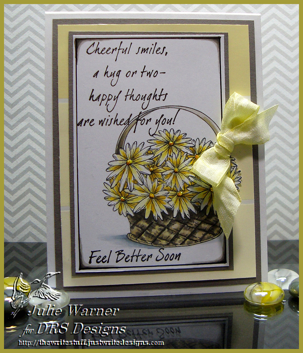 Cheerful Smiles Get Well Greeting Rubber Stamp By DRS Designs