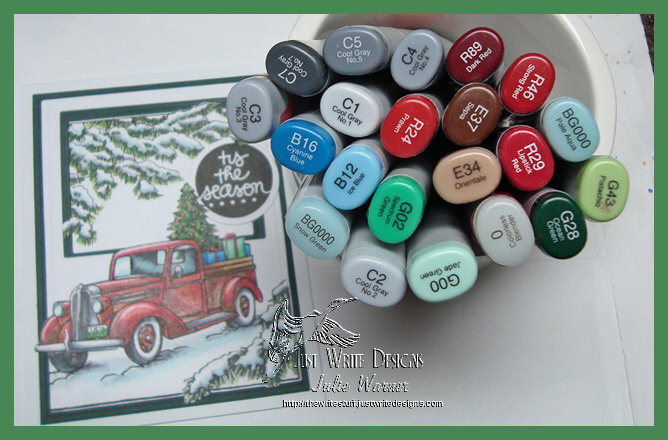 Red Christmas truck copics 08059